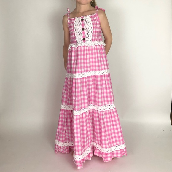 NWT Jennifer + June Pink Gingham Maxi Dress. - Picture 2 of 2